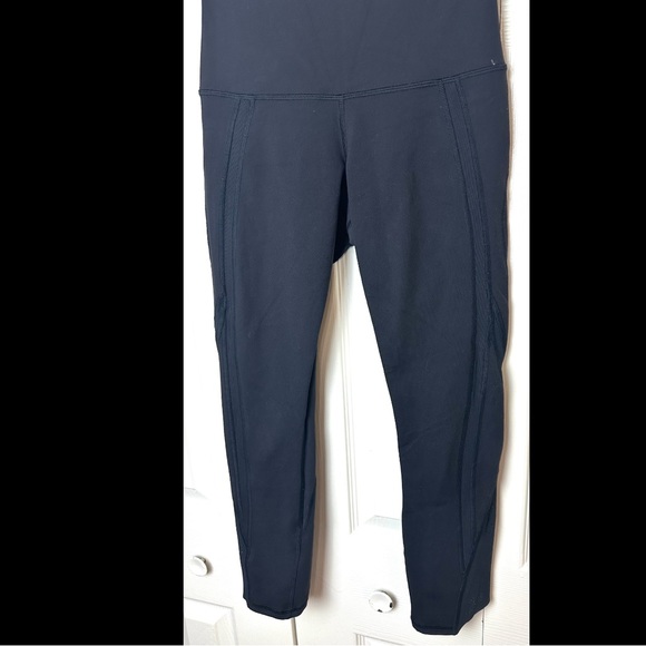 LULULEMON High Times Pants Crop Black Perforated Laser Cut Mesh Rise Near Mint - Picture 5 of 15